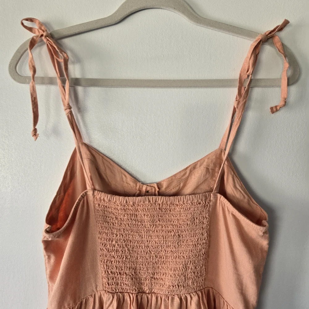 NEW Aerie Linen Blend Button Down Smocked Back Sun Dress Size Medium